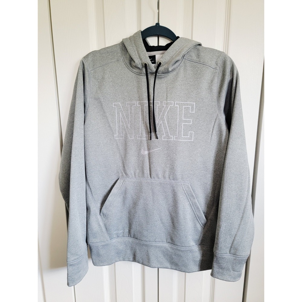 Nike L Womens‎ Therma Fit Training Hoodie Large Heather Gray Pullover NEW